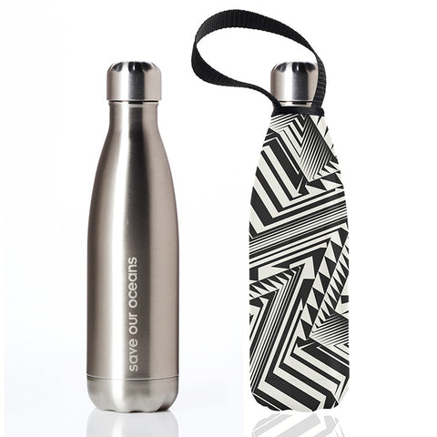 Future Bottle + Carry Cover (Aztec Print) - 500ml/17oz Silver