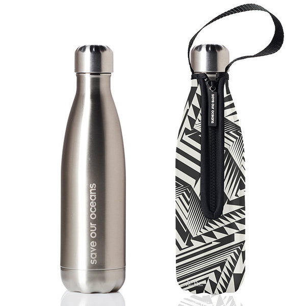Future Bottle + Carry Cover (Aztec Print) - 500ml/17oz Silver
