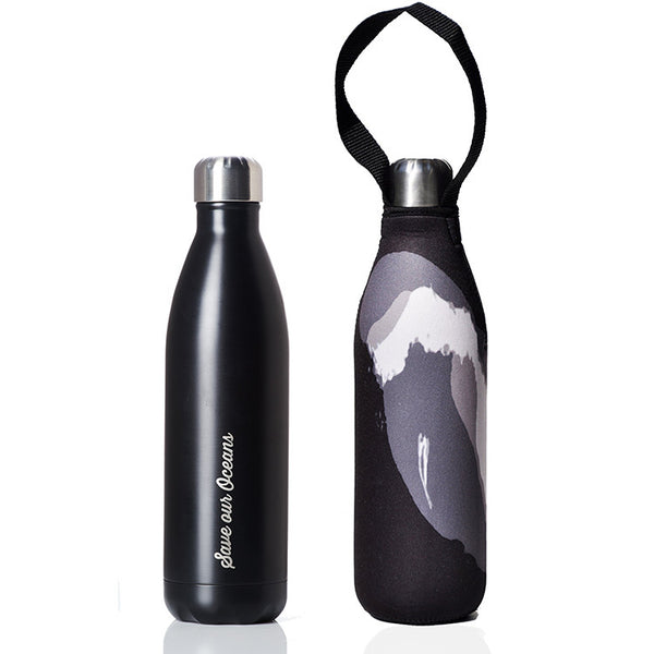 Future Bottle + Carry Cover (Black Wave Print) - 750ml/25oz Black