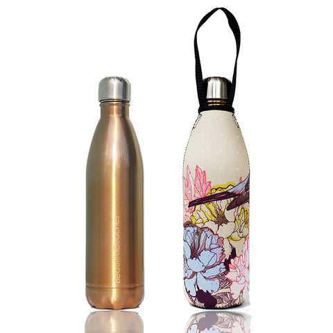 Future Bottle + Carry Cover (Bird Print) - 750ml/25oz Gold