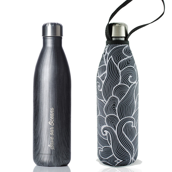 Future Bottle + Carry Cover (Swirl Print) - 750ml/25oz Black Wood