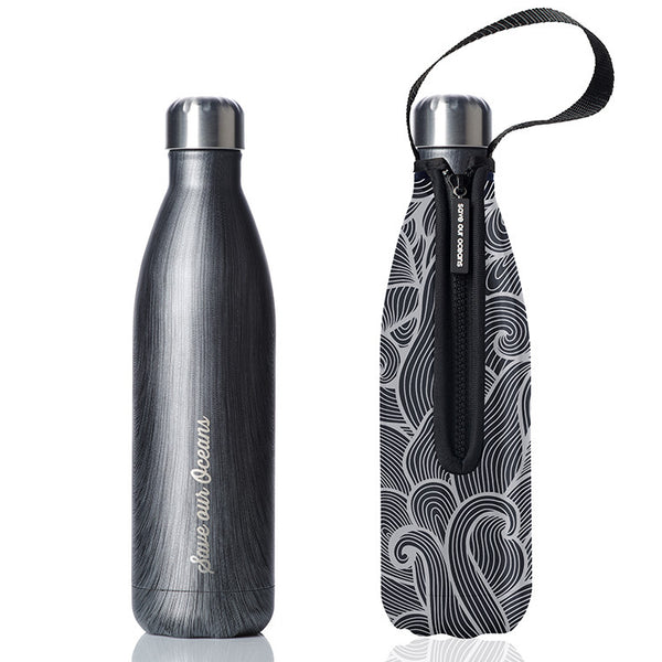 Future Bottle + Carry Cover (Swirl Print) - 750ml/25oz Black Wood
