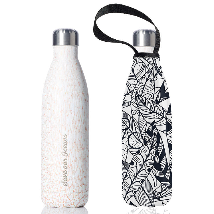 Future Bottle + Carry Cover (White Feather Print) - 750ml/25oz Sand