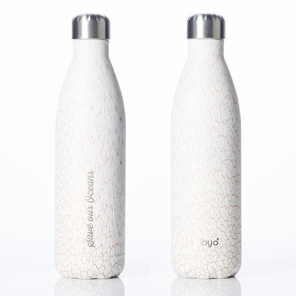 Future Bottle + Carry Cover (White Feather Print) - 750ml/25oz Sand