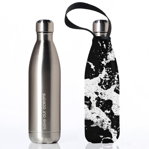 Future Bottle + Carry Cover (White Water Print) - 750ml/25oz Silver