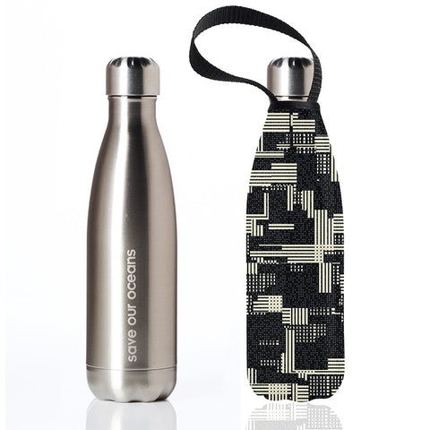 Future Bottle + Carry Cover (Zip Print) - 500ml/17oz Silver